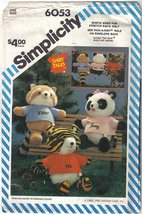 Simplicity 6053 Hallmark Shirt Tales Stuffed Animals &amp; Embr T-Shirts 18&quot; Uncut - £5.45 GBP