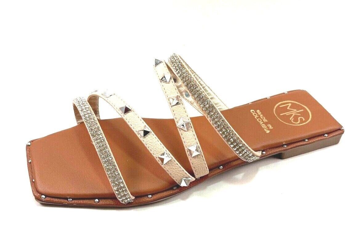 Makers Samba-2 Nude Flat Slip On Strappy Studded Sandal - $22.50