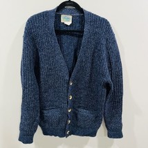 Royal North Mills XL Wool Cardigan Sweater Blue Knit Grandpacore Vintage 90s USA - £30.01 GBP