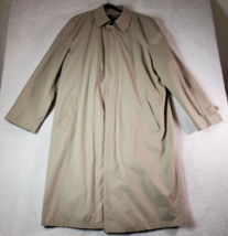 London Fog Trench Coat Mens Size 42 Tan Cotton Long Sleeve Pockets Button Front - £26.83 GBP