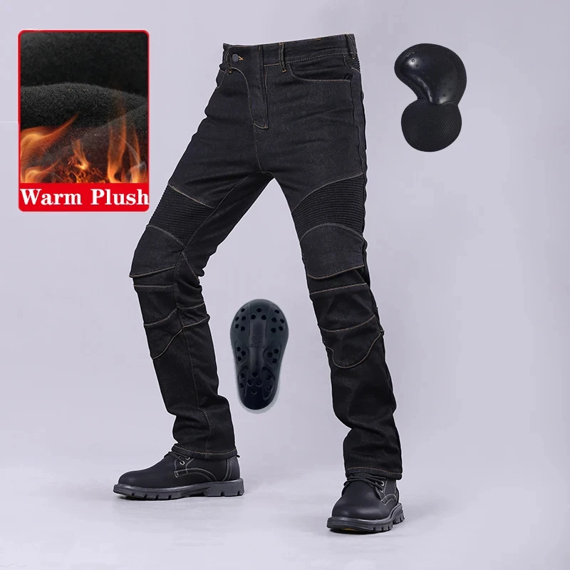 Winter Autumn Motorcycle Jeans Plus Thick Plush Outdoor Riding Warm Windproof - £58.41 GBP+