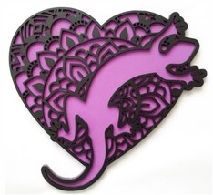 Two layered gecco or lizard on heart - laser cut wall art.   Custom sign - £15.72 GBP