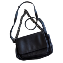 Zara Black Vegan Leather Metal and Leather Adjustable Strap Crossbody Purse Bag - £29.13 GBP