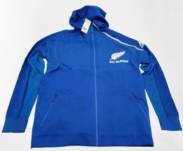 Adidas New Zealand All Blacks Rugby Blue Size SMALL DY3785 Anthem Jacket Hoodie - £71.64 GBP