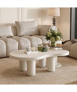 Cream White Modern Nesting Coffee Tables Set of 2 Glass Top Living Room - $5,631.45 MXN
