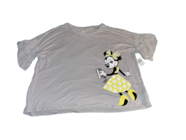 NWT Disney Parks 3x Gray Minnie Mouse Crop T-shirt Ruffle Sleeves Yellow... - $33.87 CAD