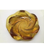 Fenton Amber Swirl 5&quot; Trinket Dish Art Glass Ashtray MGM Mid-Century Rin... - $19.80
