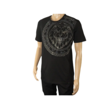 Mens PLATINI Sports Shirt With Rhine Stones Lion Medallion Chain SS3612 Black image 4