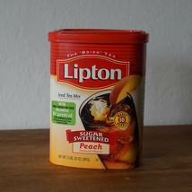 Vintage Lipton Iced Tea Mix Peach 32 oz Container Empty - £11.34 GBP