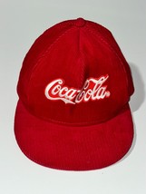 Coca-Cola Snapback Hat Men&#39;s One-Size Red Corduroy Embroidered Adjustabl... - $25.34