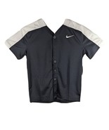 Kids Blank Black Baseball Jersey Full Button Up Medium Nike Team - £17.36 GBP