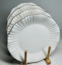 4 Salad Plate’s Grace Teaware White Ruffle Gold Trim Fine Porcelain New - $49.45