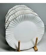 4 Salad Plate’s Grace Teaware White Ruffle Gold Trim Fine Porcelain New - $67.63 CAD