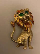  Green Eyed Lion Brooch Pin - $20.00