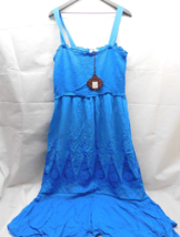 Knox Rose Women&#39;s Maxi Dress Blue Smocked Chest Crochet Lace Ruffle Hem Size XXL - £26.06 GBP