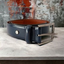 Boconi Leather Dress Belt Men&#39;s Size 36 Navy Blue Made In Nashville TN USA  - £31.42 GBP