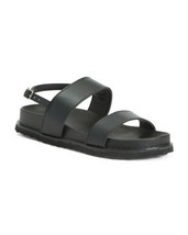 NEW FRENCH CONNECTION BLACK COMFORT  LEATHER WEDGE SANDALS SIZE 8 M - £37.02 GBP