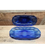 Anchor Hocking Cobalt Blue Glass Condiment Banana Split Boat Dish - Set ... - $27.69