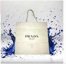 BOGO- White Color Prada Shopping Paper Bag - £19.46 GBP