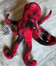 16” Fiesta Red &amp; Black Octopus Plush Ocean Sea Life - £7.80 GBP