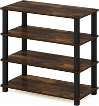 Furinno Amber Pine/Black 4-Tier Turn-S-Tube Shoe Rack. - £33.54 GBP