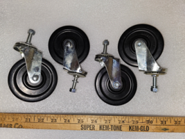 23SS92 SET OF CASTERS, 100X25 WHEELS, 4-1/2&quot; LIFT, VERY GOOD CONDITION - £10.91 GBP