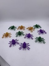 Lot of 11 Plastic Spiders 3&quot; Long String Light Covers Purple, Green &amp; Ye... - $13.09