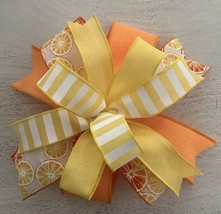 1 Pcs Summer Orange Slices Easter Wired Wreath Bow 10 Inch #MNDC - £28.53 GBP