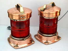 Set of 2 Vintage Maritime Salvaged Copper Single Stacked Ship&#39;s Running ... - £463.20 GBP