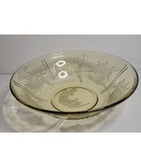 Federal Glass Co. Glass Bowl Sharon Cabbage Rose Pattern Yellow Amber - $15.09 CAD