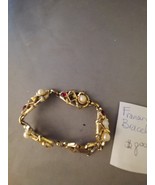 Signed Franard Vintage Bracelet Gold Tone w/faux Pearls &amp; Other colorful... - $10.98 CAD