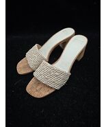 Donald Pliner Size 10 Danila Sandal Women Slide Cork Heel White Tan Worn... - $1,091.01 MXN
