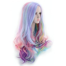  26inches Rainbow Ice Cream Cosplay Heat Resistant Hair Wigs Long Hair Wig - £14.94 GBP