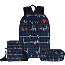 3pc/set Nurse Heart Printing School Bags for Kids  Primary Schoolbag Children Sh - £44.34 GBP
