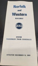 December 1969 Norfolk and Western Railway System Passenger Train Schedules - $22.96
