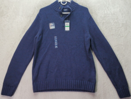 IZOD Sweater Mens Large Navy Chunky Knit Cotton Natural Stretch Quarter ... - £21.73 GBP