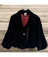 Vtg Worthington Black Rhinestone Button Long Sleeve Velveteen Jacket Wom... - $40.60 CAD