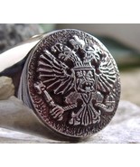 RUSSIA IMPERIAL EAGLE SEAL РОССИЯ SIGNET RING SILVER CREST PIN [ D46 STE... - £39.10 GBP