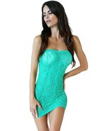 LACE STRAPLESS AQUA GREEN MINI DRESS - $24.74