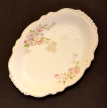 Homer Laughlin Virginia Rose 11.5&quot; Fluffy Floral Oval Platter Platinum T... - $337.57 MXN