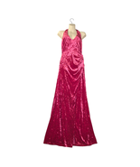 Lulus Womens Small Pink Velvet Maxi Dress Halter Slit Formal Prom Stretc... - $32.36