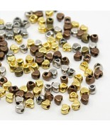 Tiny Heart Spacer Beads Assorted Lot Antiqued Bronze Gold Silver 4mm Fin... - $5.45