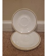 Lot of 4 Corelle 6&#39;&#39; Tea Cup Saucers Brown/Gold Trim Band - $21.86 CAD