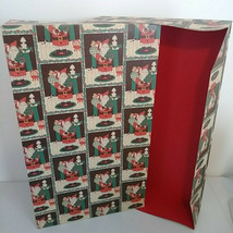 Christmas Gift Box with Santa Toys Rare Red Inside Color Large Vintage  - $38.65
