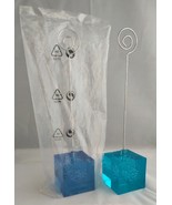 Lot (2) IKEA Turquoise Blue Bubbled Lucite Block Cube Photo/Card Holders... - $448.35 MXN