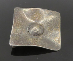 925 Sterling Silver - Vintage Dark Tone Square With Dome Brooch Pin - BP9280 - £28.39 GBP
