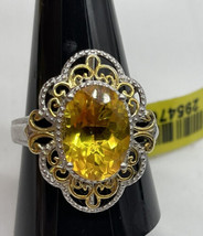Shopping Network Oval Citrine Silver Ring Size 11 New Filigree 925 - £34.92 GBP