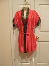 NEW CONDITION Frederick&#39;s Of Hollywood robe &amp; chemise cerise nylon  med - $44.54