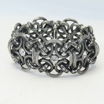 Chunky Large Bracelet Vintage Metal and Rhinestone 1980&#39;s Style Eye Catc... - $8.81
