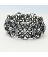 Chunky Large Bracelet Vintage Metal and Rhinestone 1980&#39;s Style Eye Catc... - $8.81